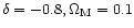 $\delta =-0.8,\rm\Omega _M=0.1$