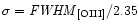$\sigma={\it FWHM}_{\rm [OIII]}/2.35$