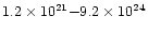$1.2 \times 10^{21}{-}9.2 \times 10^{24}$