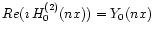 $Re(\imath\,H^{(2)}_{\rm0}(nx))=Y_0(nx)$