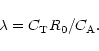 \begin{displaymath}\lambda = C_{\rm T} R_{\rm0}/ C_{\rm A}.
\end{displaymath}