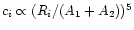 $c_i\propto(R_i/(A_1+A_2))^5$