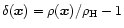 $\delta({\vec{x}})=\rho({\vec{x}})/\rho_{\rm H}-1$