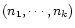 $(n_1,\cdots,n_k)$