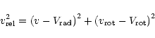 \begin{displaymath}v^{2}_{{\rm rel}} = \left( v - V_{{\rm rad}}\right)^{2} +
\left( v_{{\rm rot}} - V_{{\rm rot}}\right)^{2}
\end{displaymath}