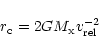 \begin{displaymath}r_{{\rm c}} = 2GM_{{\rm x}} v^{-2}_{{\rm rel}}
\end{displaymath}