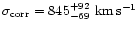 $\sigma_{\rm corr}
= 845_{-69}^{+92} ~{\rm km\,s^{-1}}$