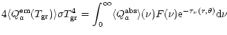 $\displaystyle 4 \langle Q_a^{\rm em}(T_{\rm gr})\rangle \sigma T_{\rm gr}^4 = \...
...angle Q_a^{\rm abs}\rangle(\nu) F(\nu) {\rm e}^{-\tau_\nu(r,\theta)} {\rm d}\nu$