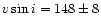 $v\sin i=148\pm8$