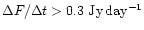 $\Delta F / \Delta
t > 0.3 ~ \rm Jy\,day^{-1}$