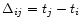 $\Delta_{ij}=t_j -
t_i$