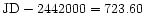 ${\rm JD}-2442000=723.60$