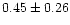 $ 0.45 \pm 0.26$