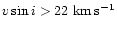 $v \sin{i} > 22~{\rm km\,s^{-1}}$