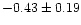 $-0.43 \pm 0.19$