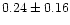 $ 0.24 \pm 0.16$