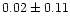$ 0.02 \pm 0.11$