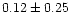 $ 0.12 \pm 0.25$