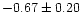 $-0.67 \pm 0.20$