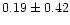 $ 0.19 \pm 0.42$