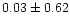 $ 0.03 \pm 0.62$