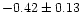 $-0.42 \pm 0.13$