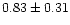 $ 0.83 \pm 0.31$