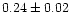 $ 0.24 \pm 0.02$