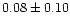 $ 0.08 \pm 0.10$