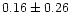 $ 0.16 \pm 0.26$