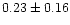$ 0.23 \pm 0.16$