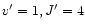 $v^\prime=1,J^\prime=4$