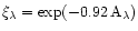 $\xi_{\lambda}=\exp(-0.92\,{\rm A_\lambda})$