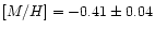 $[M/H] =
-0.41 \pm 0.04$