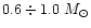 $0.6\div 1.0~M_{\odot}$