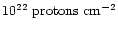 $10^{22} \mbox{ protons cm}^{-2}$