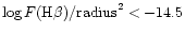 $\log F({\rm H\beta}) / {\rm radius}^2 < -14.5$