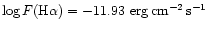 $\log F({\rm H}\alpha)= -11.93~{\rm erg\,cm^{-2}\,s^{-1}} $