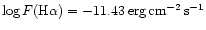 $\log
F({\rm H}\alpha) = -11.43\, {\rm erg\, cm^{-2}\,s^{-1}} $