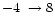 $-4~\rightarrow 8$