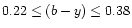 $0.22\leq(b-y)\leq 0.38$