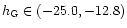 $h_{{\rm G}}
\in (-25.0,-12.8)$