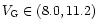 $V_{{\rm G}} \in (8.0,11.2)$
