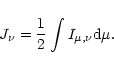 \begin{displaymath}J_\nu = \frac{1}{2}\int I_{\mu,\nu} {\rm d}\mu.
\end{displaymath}