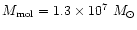 $M_{\rm mol} = 1.3 \times 10^7~M_\odot$