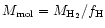 $M_{\rm mol} = M_{\rm H_{2}}/f_{\rm H}$