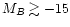 $M_{B} \gtrsim -15$