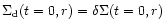 $\Sigma_{\rm d}(t=0,r)=\delta \Sigma (t=0,r)$