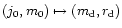 $(j_0, m_0) \mapsto (m_{\rm d}, r_{\rm d})$