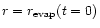 $r=r_{\rm evap}(t=0)$